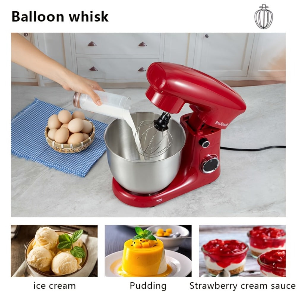 3-in-1 Stand Mixer 10-Speed Tilt-Head with Pulse - 5.5QT Stainless Steel Bowl Kitchen Mixer with Dough Hook, Flat Beater & Egg Whisk, Spatula Included, 5L Capacity, Red, Black, Silver