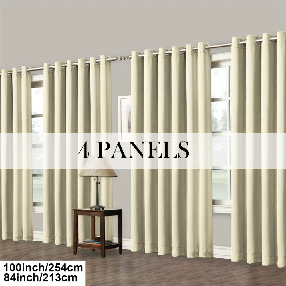 Blackout Curtains Grommet Top Room Darkening Window Drapes 4 Panels Set Living Room Bedroom