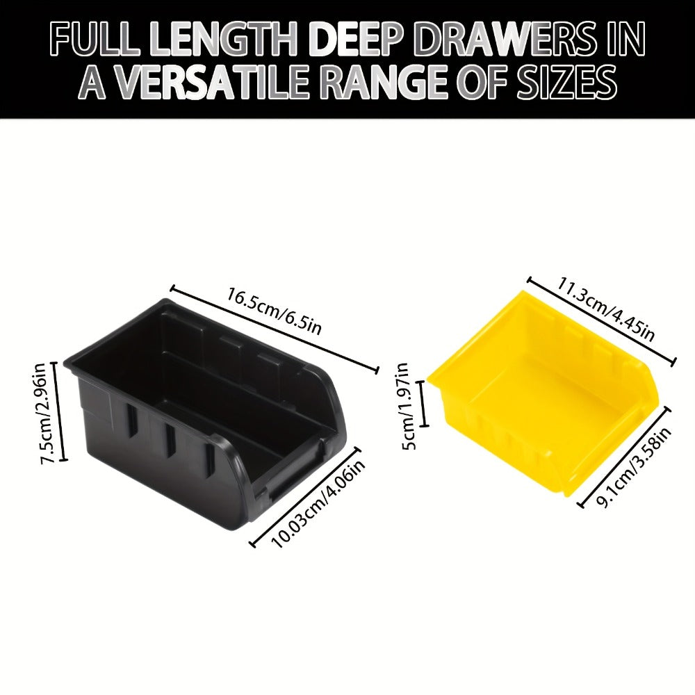 Plastic Parts Storage Bins Wall Mount 30pcs ¨C Heavy Duty Small Hardware Organizer for Screws, Nuts, Bolts & Nails | Multi-Tier Wall Shelf System for Garage, Workshop & Craft Room | Space-Saving Bin Rack
