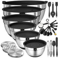 Mixing Bowls Set with Airtight Lids ¨C 26pcs Stainless Steel Bowl Set with 3 Grater Attachments, Non-Slip Bottoms, Sizes 1¨C7QT ¨C Kitchen Bowls for Mixing, Serving, Baking & Meal Prep