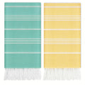 Turkish Beach Towels 2 Pack Sand Free Quick Dry Oversized Extra Large Lightweight Sandproof Compact Pool Swim Travel Camping Vacation Gift for Men Women Yellow Orange Blue Pink Purple Grey