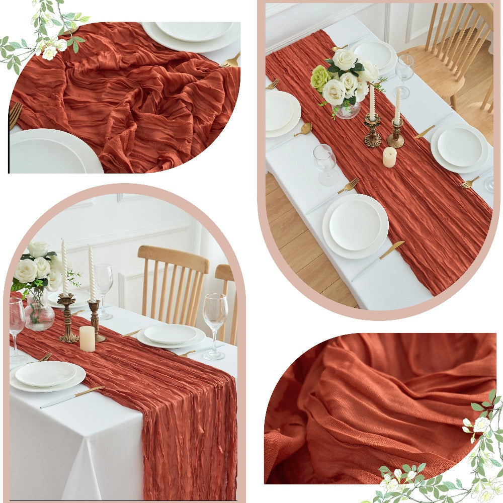 Cheesecloth Table Runner 10 Pack, 10ft Boho Wedding Table Runner for Reception, Rustic Bridal Shower, Party & Home Decor ¨C Dusty Pink, Sage, Lavender