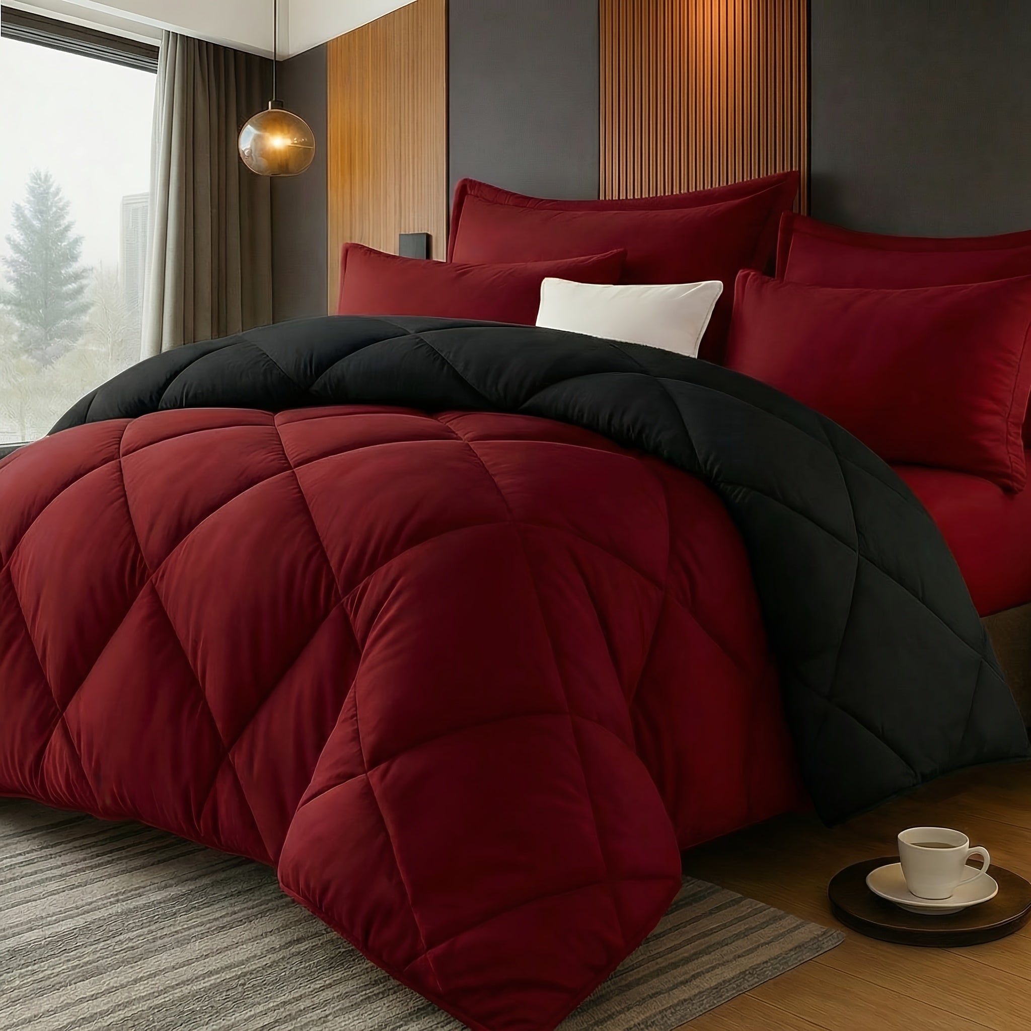 Comforter Set 2/3 Piece - Diamond Grid Quilted Down Alternative Comforter with Pillowcases, Soft Microfiber Breathable All Season Bedding Set, Twin Queen King, Multiple Colors