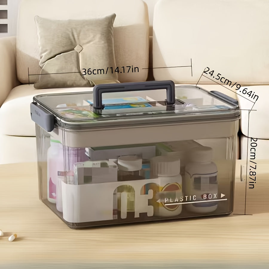 Medicine Storage Box Pill Organizer Multi-Layer Plastic with Handle Large Capacity First Aid Storage Container for Home Travel Office Medicine Cabinet Organizer
