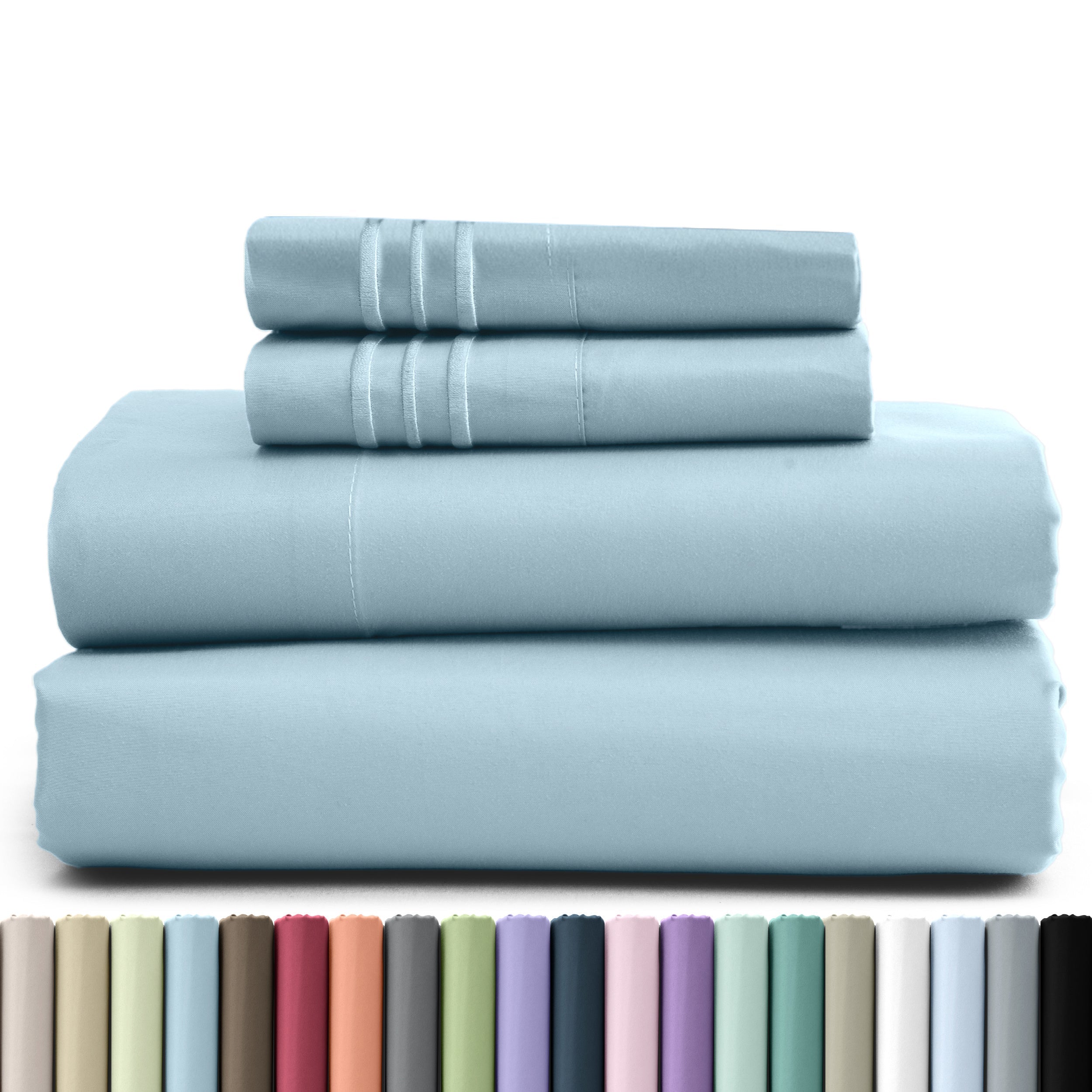 Fitted Sheet Set 4 Piece Microfiber Deep Pocket Bed Sheets - Soft Brushed Bedding Set with Pillowcases, All Season Cooling Sheet Set, 16 Inch Deep Pocket, Multiple Colors & Sizes