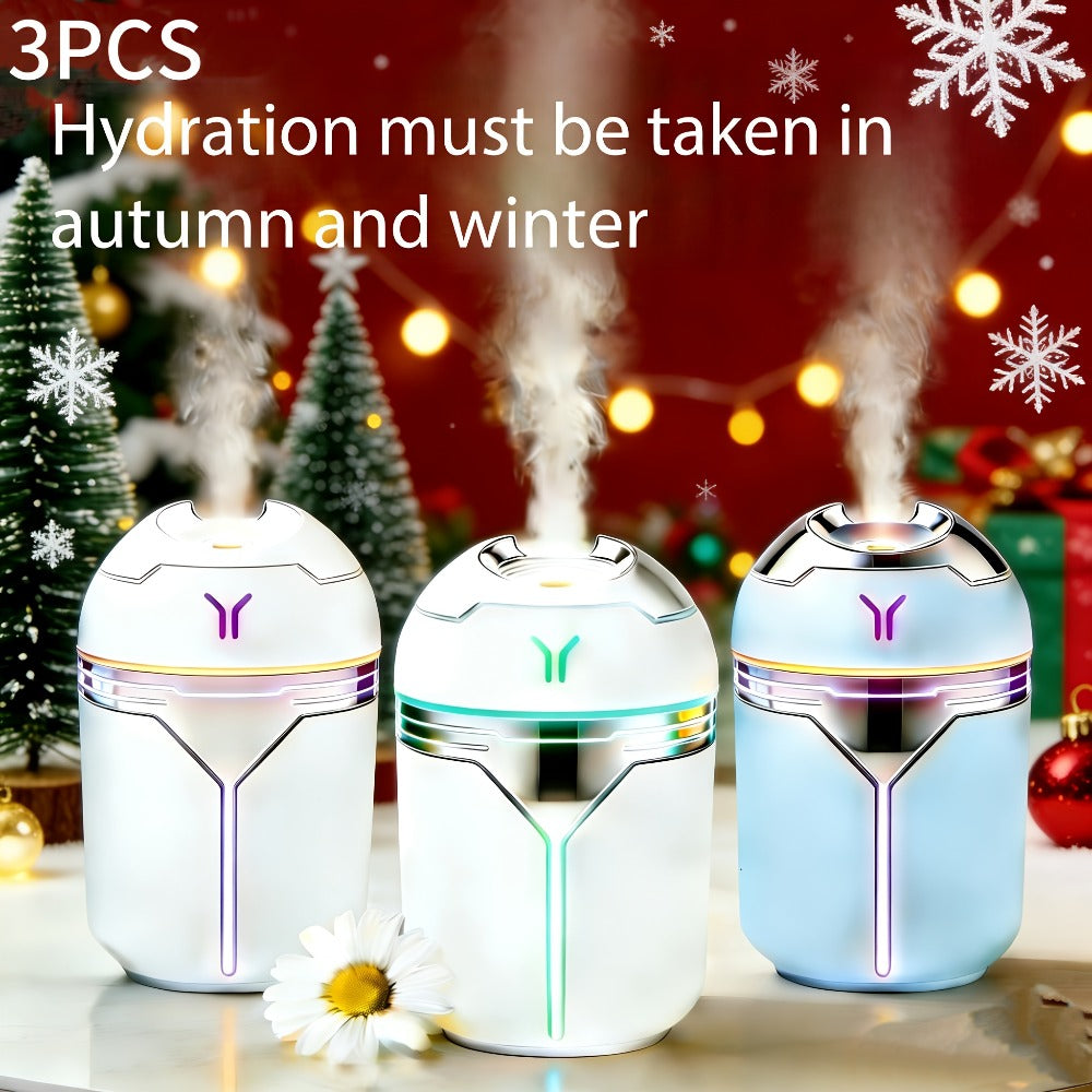 Mini Humidifier Set of 3 with Colorful Design | Quiet Adjustable Spray Air Freshener Humidifier for Bedroom, Living Room & Office | Dual-Use Home Fragrance Holiday Gift Set | White & Blue