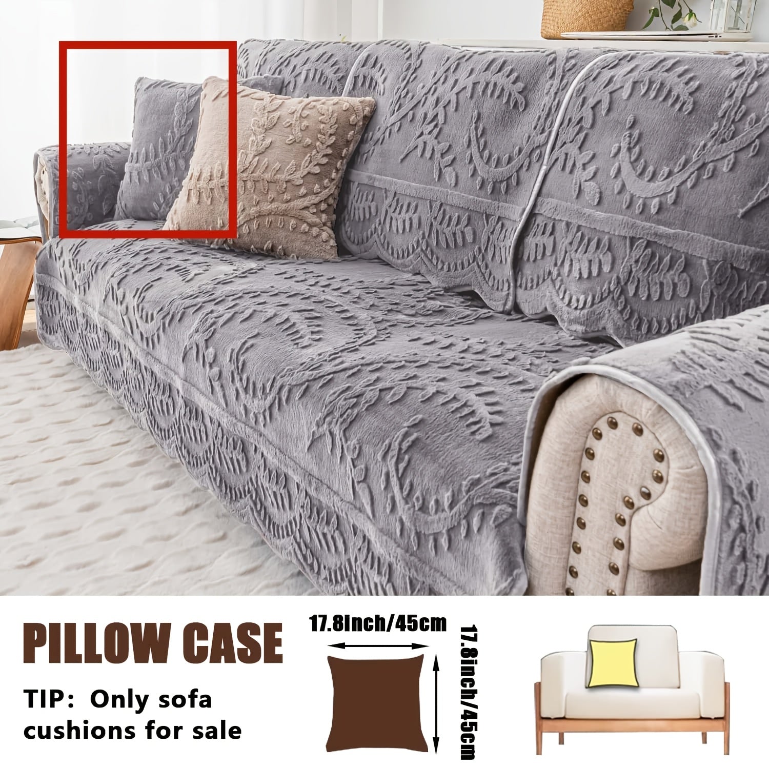 Faux Rabbit Fur Sofa Cover Thickened Quilted Plush Warm Non-Slip Machine Washable Pet Friendly Breathable Sofa Cushion for Living Room Bedroom Office - 2 3 Seater Large