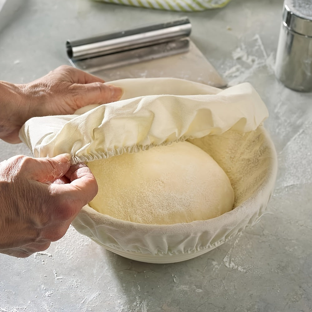 Bread Proofing Basket Set 2pcs 9 Inch Round Handmade Rattan with Liners Banneton Proofing Basket for Sourdough Artisan Bread Baking Home Baker