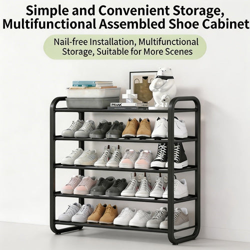 5 Layer Shoe Rack Space Saving Narrow Design | Floor to Ceiling Shoe Storage Organizer | Durable Entryway Closet Living Room Door Shoe Shelf in White