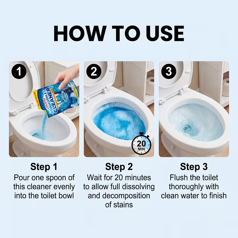 Toilet Cleaning Powder with Foam ¨C Odor Removal, Stain Dissolving & Pipe Unclogging Bathroom Cleaner