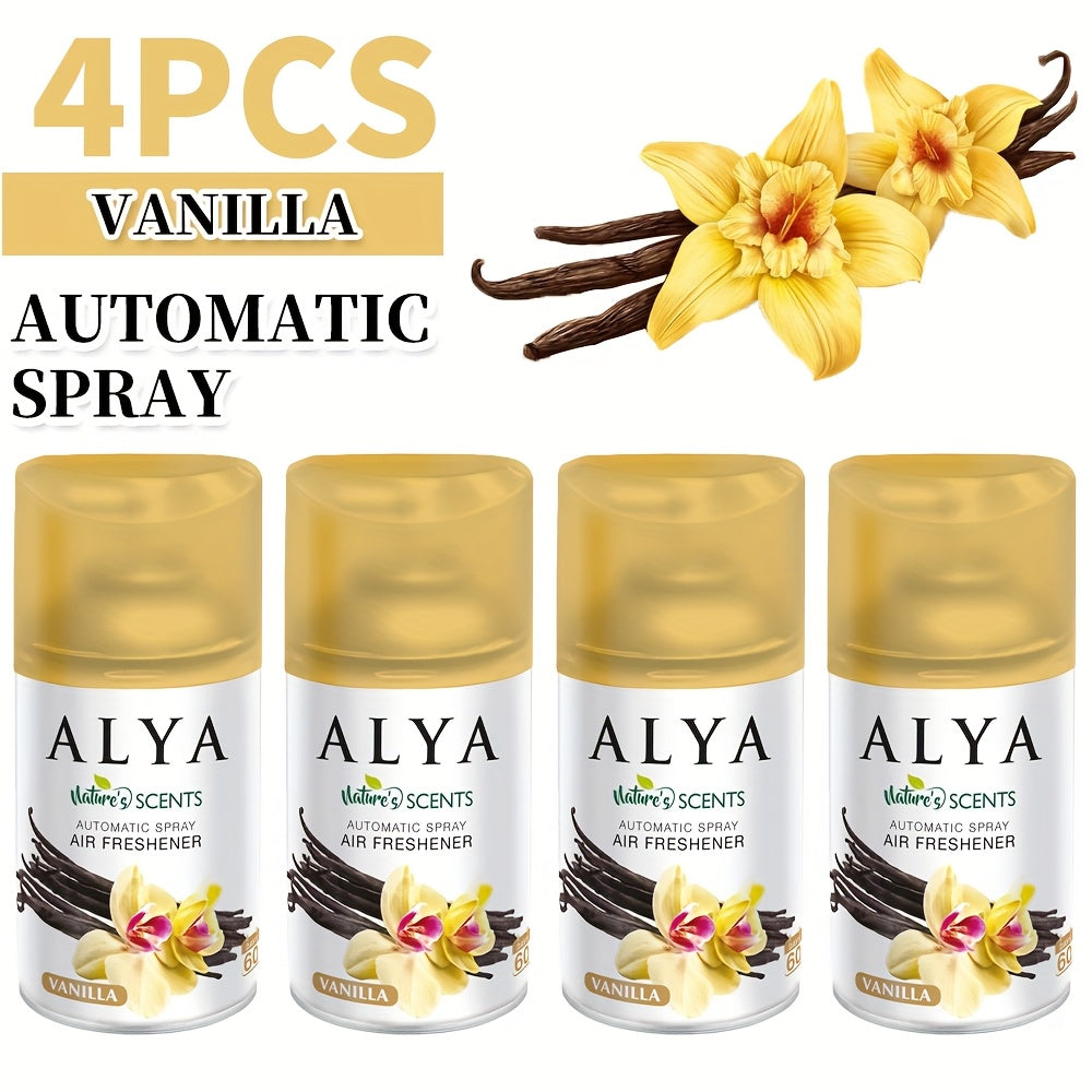 Automatic Spray Air Freshener Refill 8.45oz 1pc or 4pcs - 6 Scents Lavender Vanilla Cool Linen Ocean Mixed Berries Magnolia, Odor Fighting Room Spray for Car Office Home Bathroom Kitchen Fabric Closet