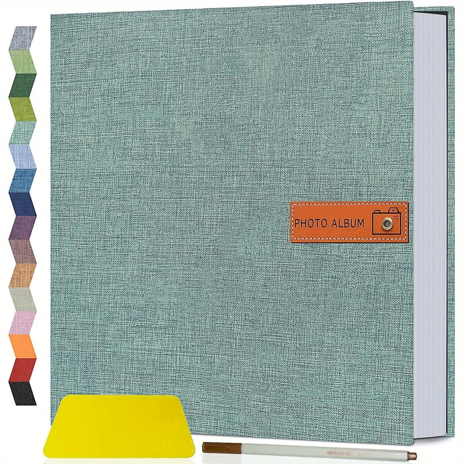 Self Adhesive Photo Album Scrapbook ¨C Large Linen Cover Memory Book for 4x6 5x7 8x10 Photos, DIY Picture Book with Metal Pen, Gift for Mom, Baby, Wedding, Valentine's Day & Mother's Day, 40 & 60 Pages