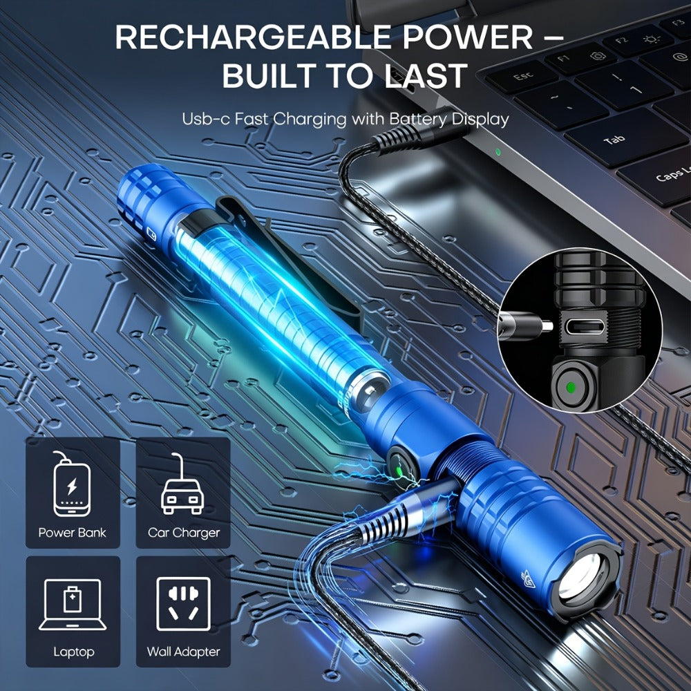 Tactical Penlight 1200 Lumen EDC Flashlight | High-Brightness Torch with Tail Switch Multi-Mode | Slim Pocket Light for Everyday Carry, Camping, Outdoor Activities & Work Lighting