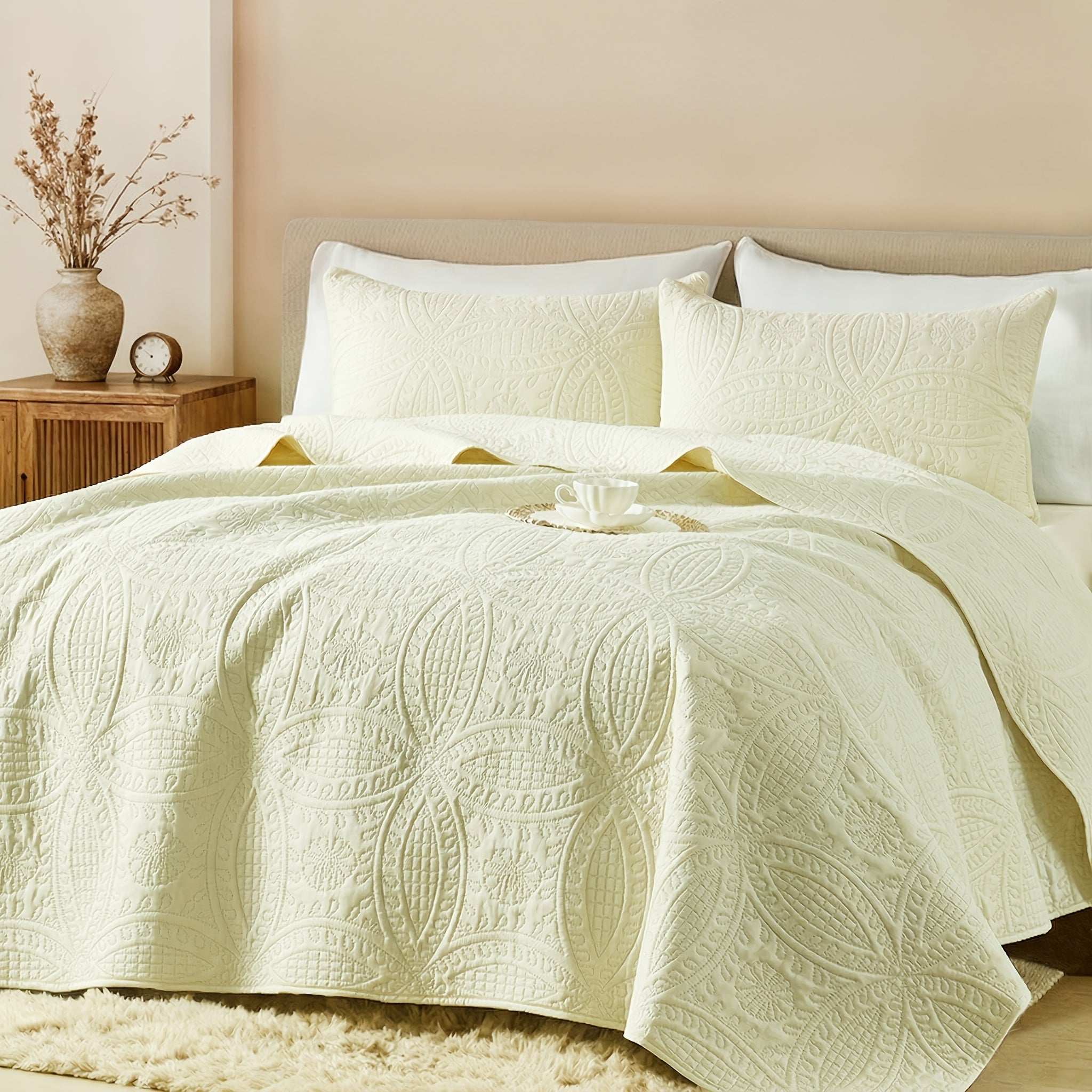 Quilt Coverlet Set 2-3 Piece Lightweight Microfiber Bedspread Coin Pattern Soft Skin-Friendly Anti-Allergy Machine Washable Twin Full Queen King