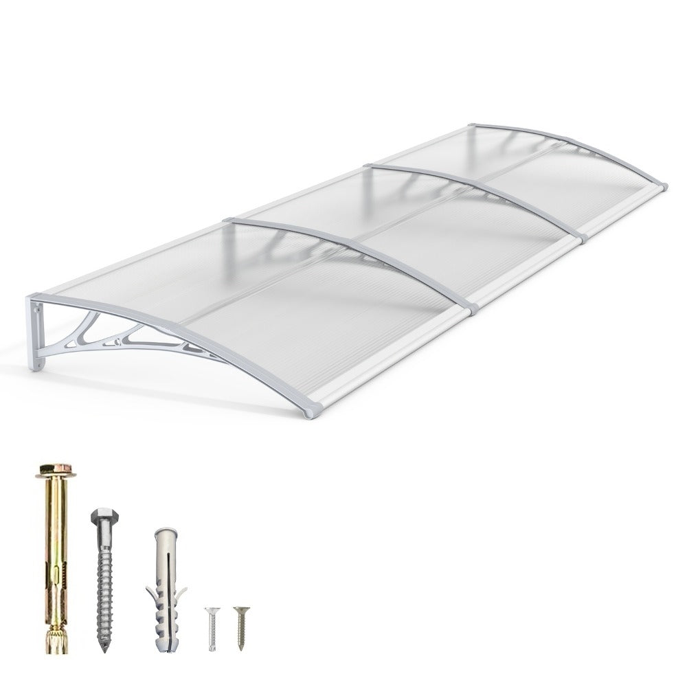 Window Awning Door Canopy Polycarbonate Overhang ¨C UPF 50+ UV & Rain Protection, Leak-Proof Hollow Sheet, Weather-Resistant Outdoor Patio Awning for Doorways, Windows, Storefronts ¨C Multiple Sizes & Colors