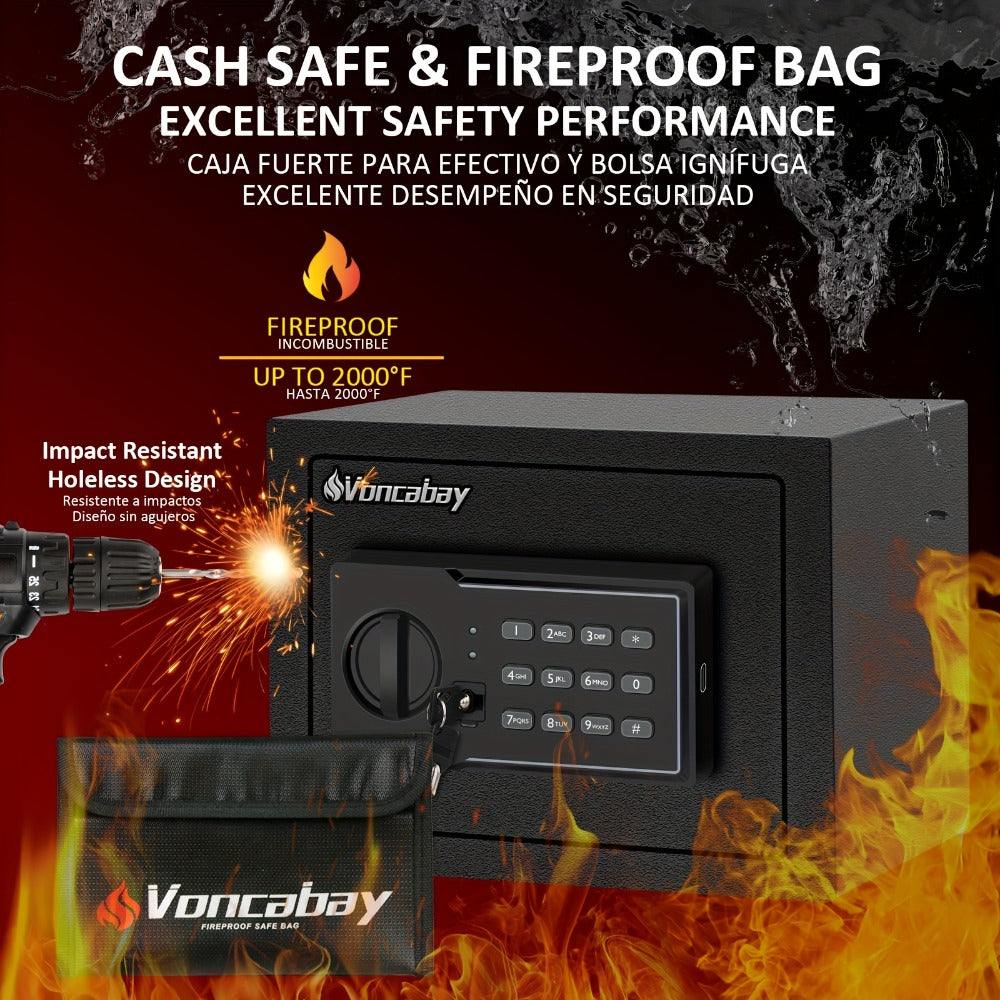 Home Security Safe Box with Sensor Light & Fireproof Bag ¨C Digital Keypad Lock Box with Backup Keys for Cash, Jewelry & Valuables ¨C Wall, Floor & Closet Mountable Safe (Multiple Sizes & Colors)