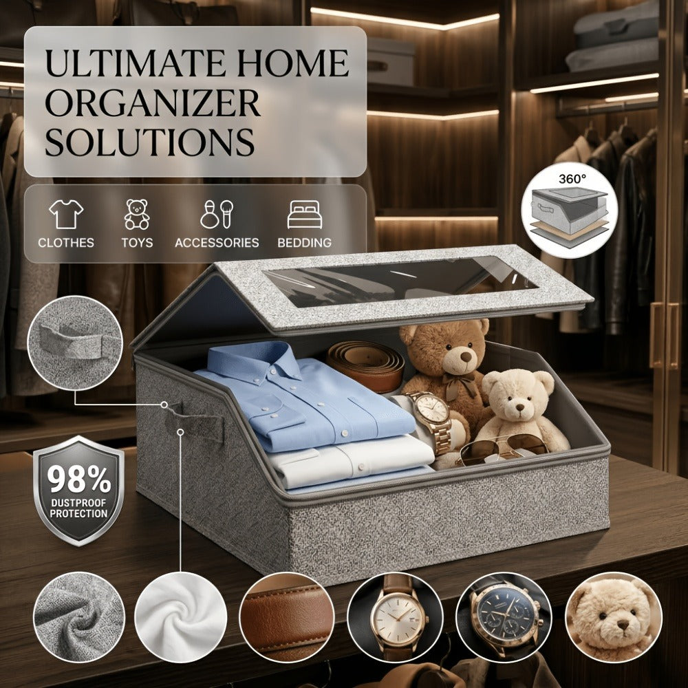 Baseball Cap Organizer for Closet ¨C Large Hat Storage Box Holds 24 Ball Caps | Clear Window, Dustproof, Cardboard Inserts | Hat Rack Holder for Men & Women Bedroom Closet & Car
