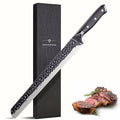 Brisket Knife 12 Inch Hand Forged High Carbon Steel Slicing Knife for BBQ Meat Carving - Sharp Blade for Brisket Ribs Roasts Turkey - Professional BBQ Knife Gift for Grilling Enthusiasts