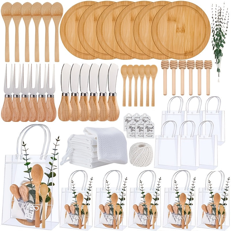 Pizza Board Gift Set with Knives Spoons Gift Bag and Kitchen Towel - Charcuterie Cheese Board Set for Bridal Shower Party Favor, Christmas Holiday Gift for Her Him, Wedding Shower Game Prize