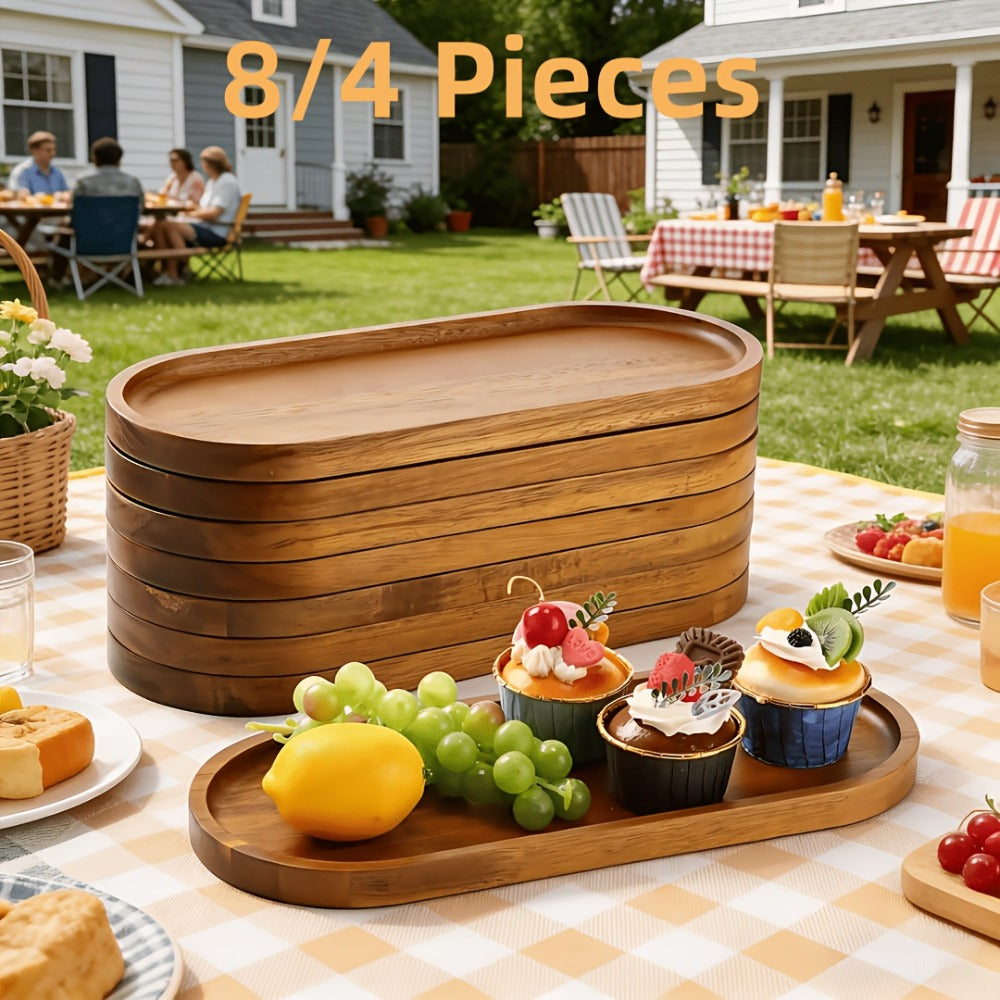 Wood Serving Tray Set ¨C Oval Wooden Charcuterie Boards & Serving Platters for Cheese, Snacks, Bread, Fruit & Appetizers ¨C Party, Buffet, Barbecue & Kitchen Decor