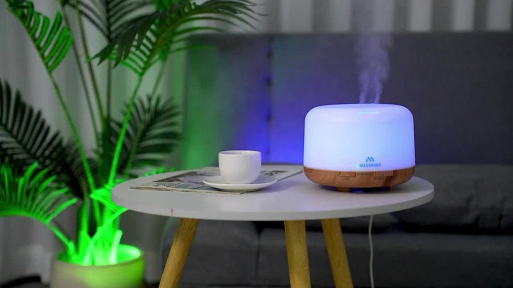Essential Oil Diffuser 500ml with 10 Essential Oils 7 Color LED Aromatherapy Diffuser Humidifier Remote Control 4 Timer Settings Auto Shut-Off Ultra-Quiet for Home Office Bedroom Living Room Spa