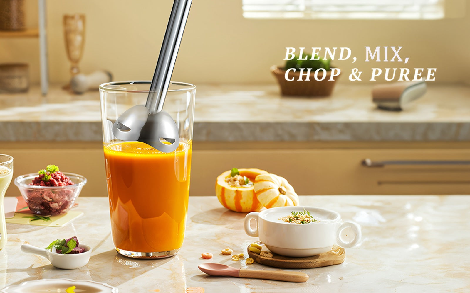 Immersion Blender 400W Handheld Stick Mixer with 2 Speeds & Turbo Mode 304 Stainless Steel Blades ¨C Corded Hand Blender with Detachable Base for Soup Smoothie Puree Baby Food