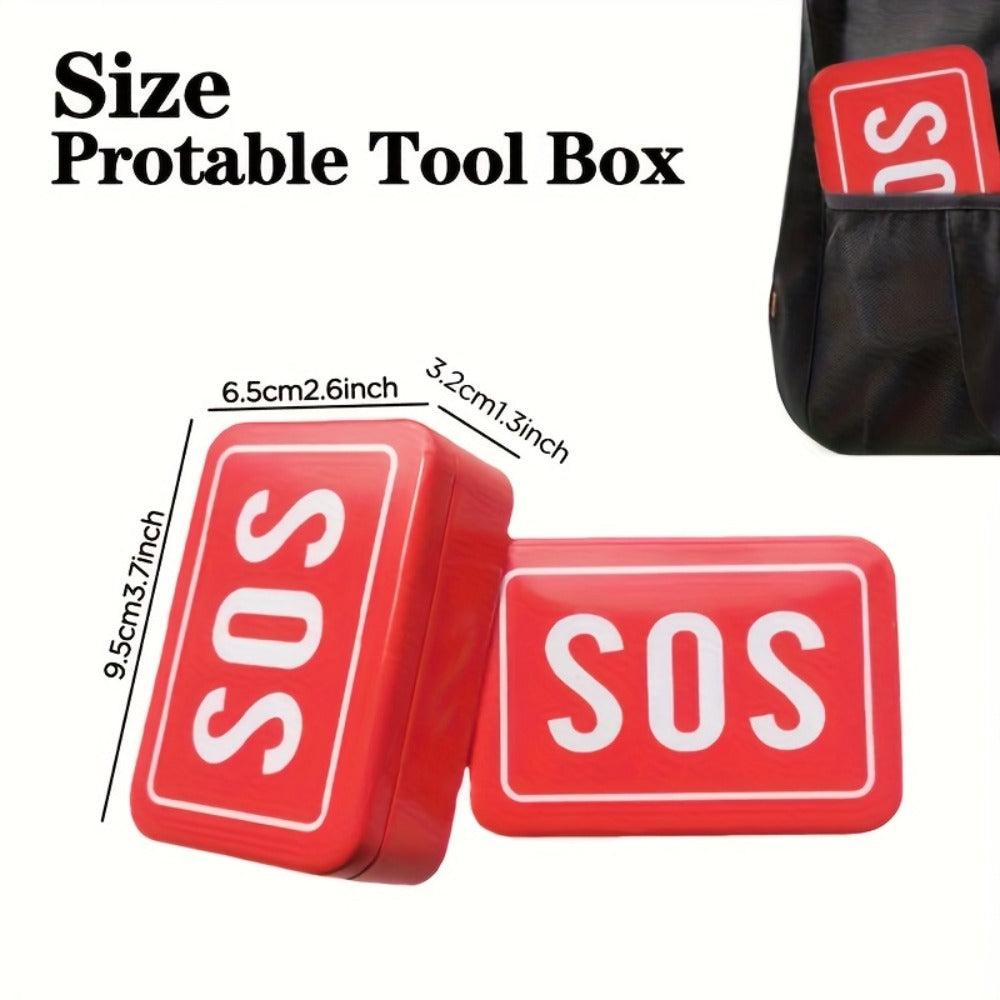 Outdoor Survival Gear Kit 6pcs SOS Emergency Set with Multi-Tool Whistle Compass Fire Starter Paracord Compact Wilderness Survival Tool Kit for Camping Hiking Backpacking Hunting Adventure Red