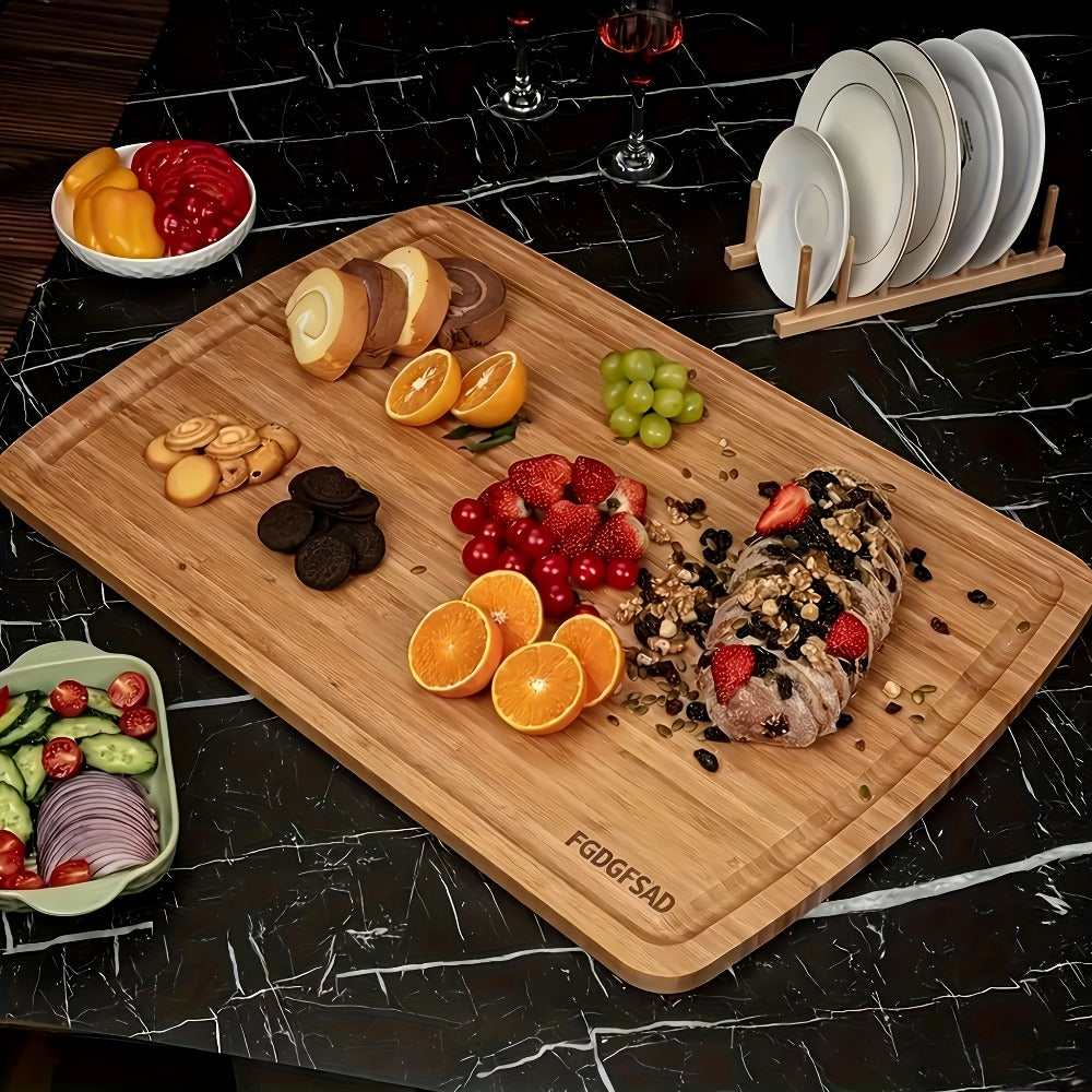 Large Bamboo Wood Cutting Board with Juice Groove Thick Butcher Block for Kitchen Cheese Charcuterie Food Prep Serving Board Multiple Sizes