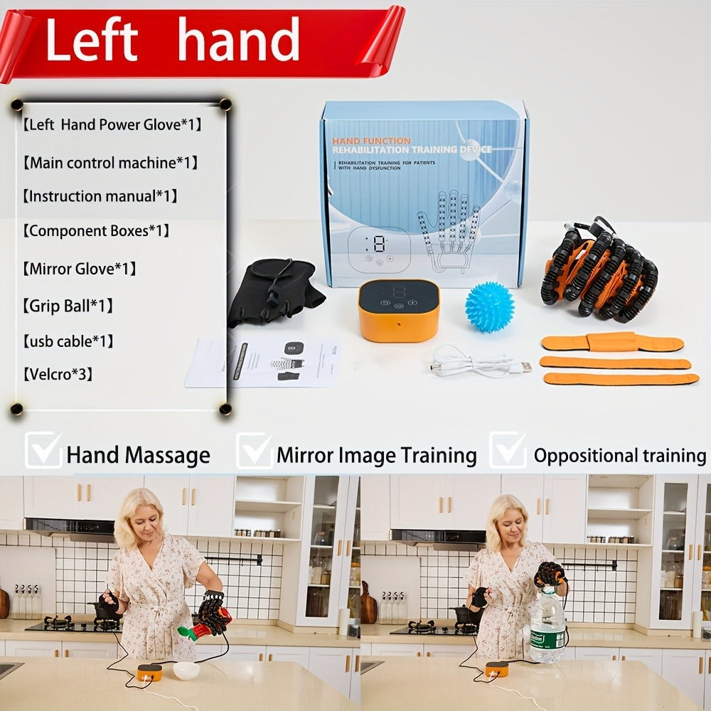 Rehabilitation Robot Gloves for Hand & Finger Training, Air Pressure Finger Exercise Device with LCD Touch Screen, Stroke Recovery & Finger Separation Rehab Glove for Elderly, Left or Right Hand M-XXL