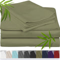 Bamboo Cooling Bed Sheet Set 3 Piece 100% Bamboo Fiber Fitted Sheet with Pillowcases - Deep Pocket Breathable Cool Sheets for Hot Sleepers Twin Full Queen King Cal King Olive Black Navy Beige Gray