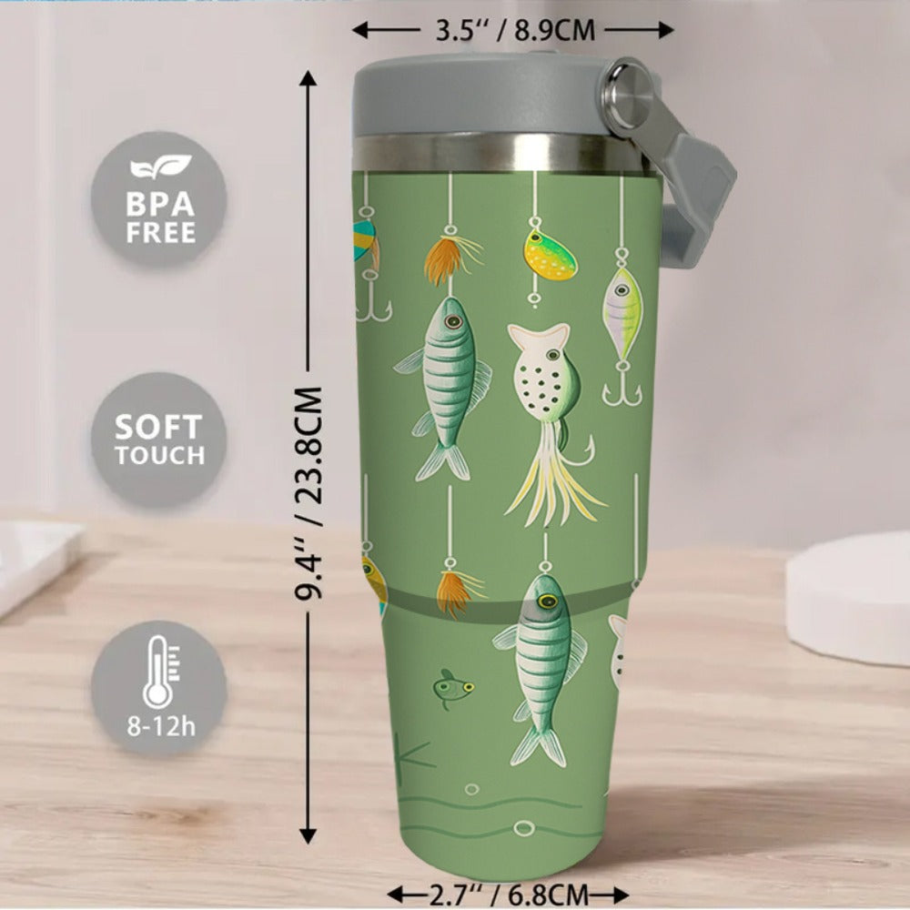 Insulated Travel Mug 30oz with Handle & Straw Stainless Steel Coffee Tote Tumbler Keeps Hot Cold Drinks Gift for Women Mom Wife Birthday Graduation Father's Day