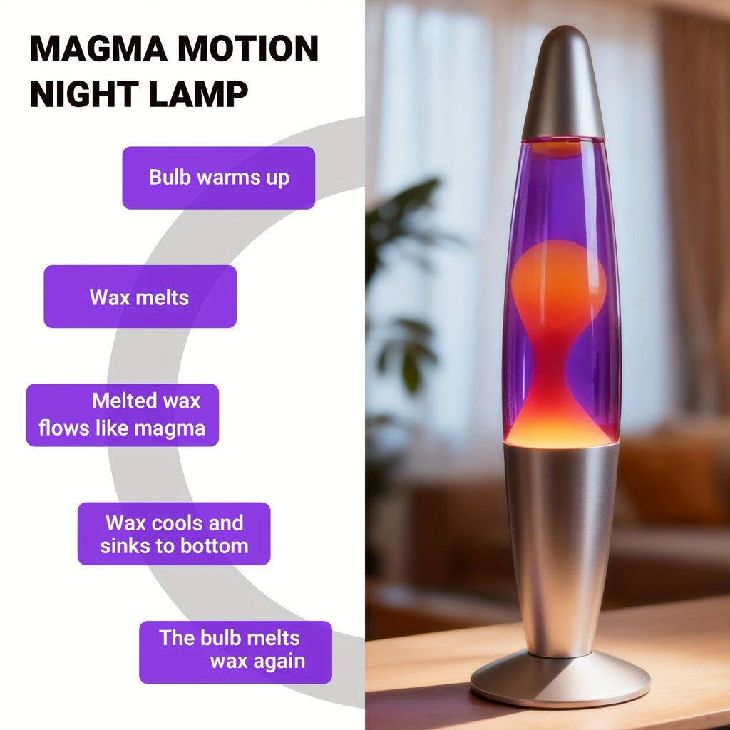Lava Lamp 16 Inch for Bedroom Living Room Office, Relaxing Liquid Motion Lamp with Purple Water Yellow Wax, Retro Night Light Home Decor Accent