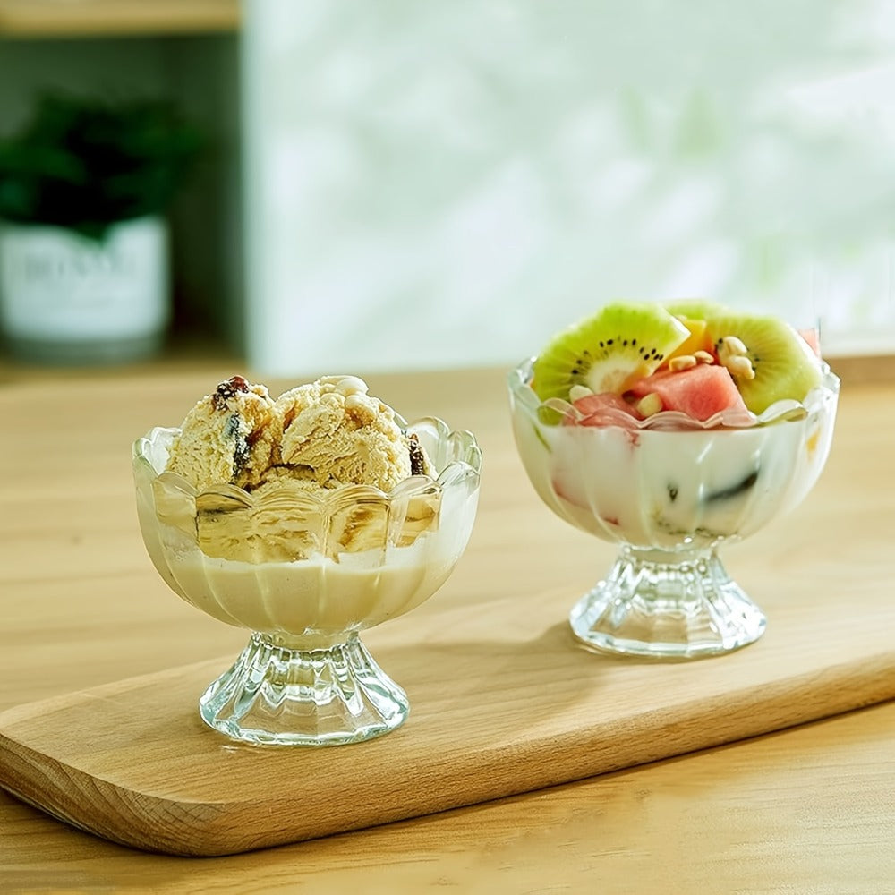 Tulip Shaped Dessert Bowls Set of 12 ¨C 5 Oz Glass Cups for Ice Cream, Sundaes, Fruit & Salads ¨C Dishwasher Safe Snack & Cocktail Bowls ¨C Perfect for Christmas & Holiday Gatherings ¨C Light Green