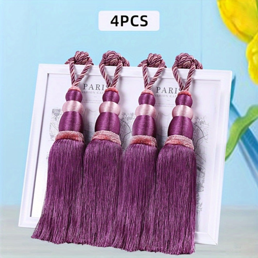 Curtain Tiebacks with Ball Tassels 4-Pack Silk Rope Curtain Ties Decorative Holdbacks for Window Dressing Home Decor