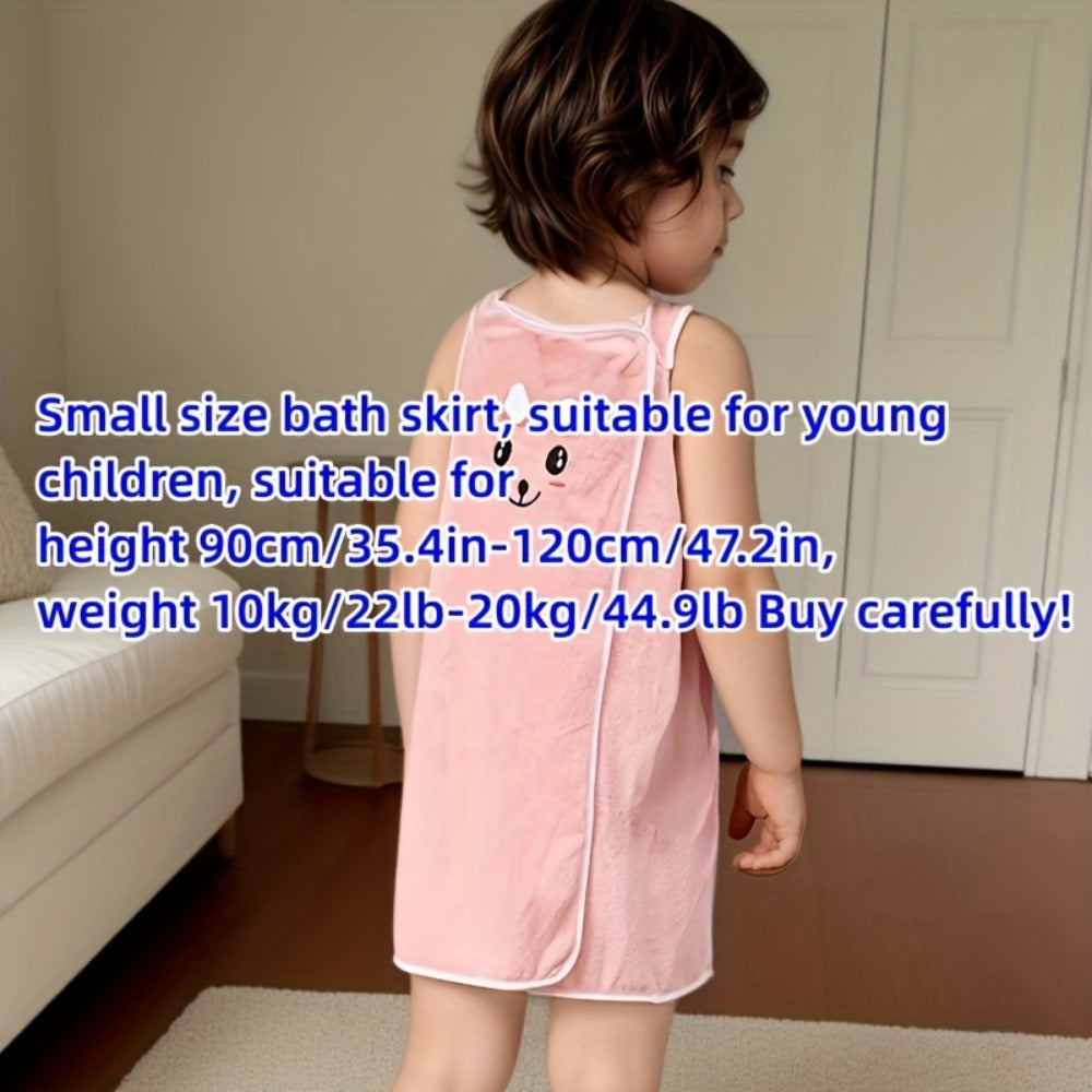 Bunny Ears Bath Towel Wrap for Girls - 250GSM Microfiber Cartoon Bath Skirt, Cute Kawaii Robe for Ages 6-12, Rose Red Purple Pink Blue, Fun Birthday Gift