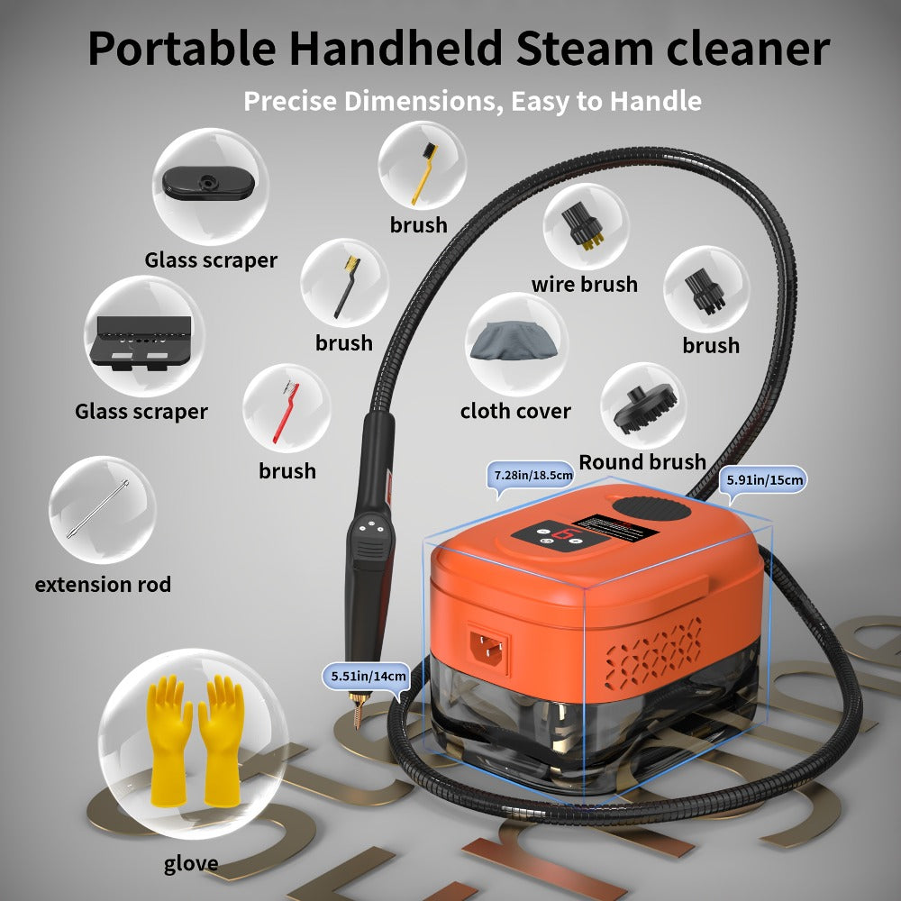 Handheld Steam Cleaner High Pressure 9-Gear Adjustment & LCD Display, 1200ml Water Tank, Portable High-Temp Steamer for Kitchen Carpet Sofa Grout Tile