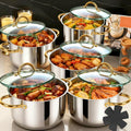 Stainless Steel Non-Stick Cookware Set 1 11 & 13 Piece ¨C Non-Toxic Dishwasher & Oven Safe Kitchen Cooking Set | Frying Boiling Stir-Fry Pots and Pans | Golden Silver Pink Orange Home & Catering