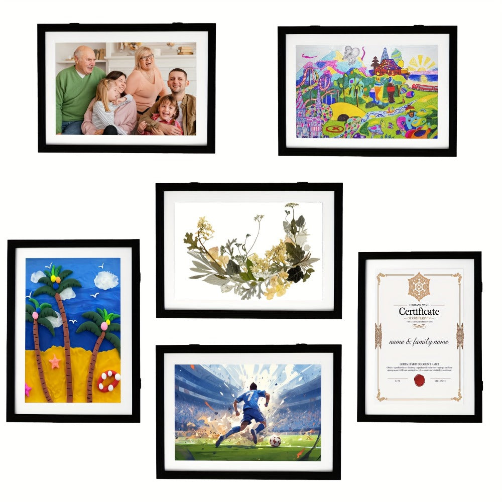 Kids Art Frame Changeable Front-Opening Display ¨C Children Artwork Picture Frame for 8.5x11 & 10x12.5 Drawings, Paintings & School Projects, Perfect Christmas & Holiday Gift, White / Wood / Black, 2/4/8 Pack