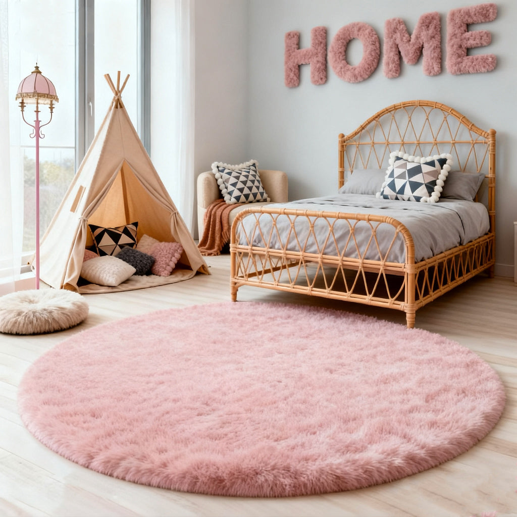 Round Area Rug Soft Shaggy Plush Circle Rug Non-Slip Indoor Floor Mat for Living Room Bedroom Dorm Tie Dye Rainbow Multi-Color Multi-Size