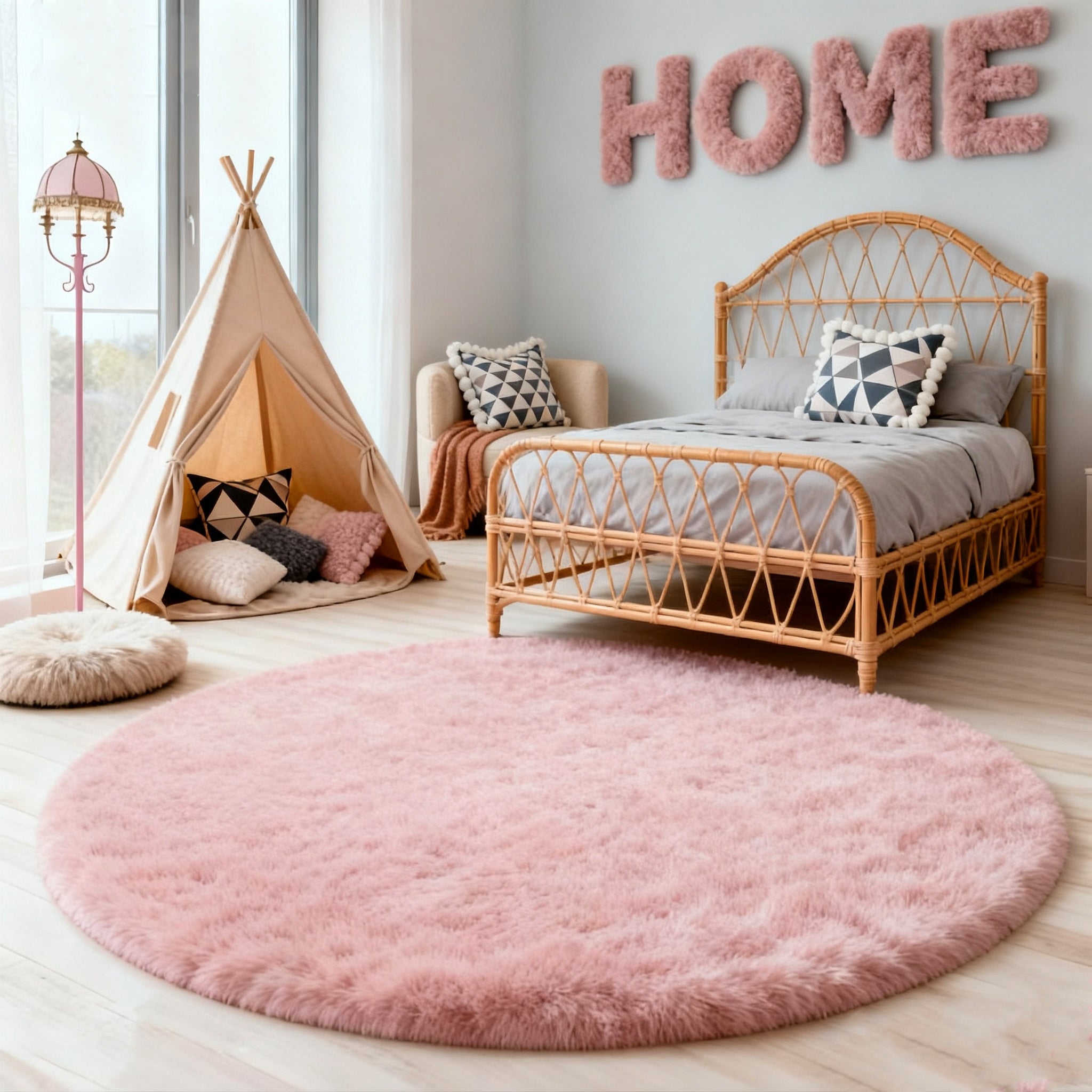 Round Area Rug Soft Shaggy Plush Circle Rug Non-Slip Indoor Floor Mat for Living Room Bedroom Dorm Tie Dye Rainbow Multi-Color Multi-Size