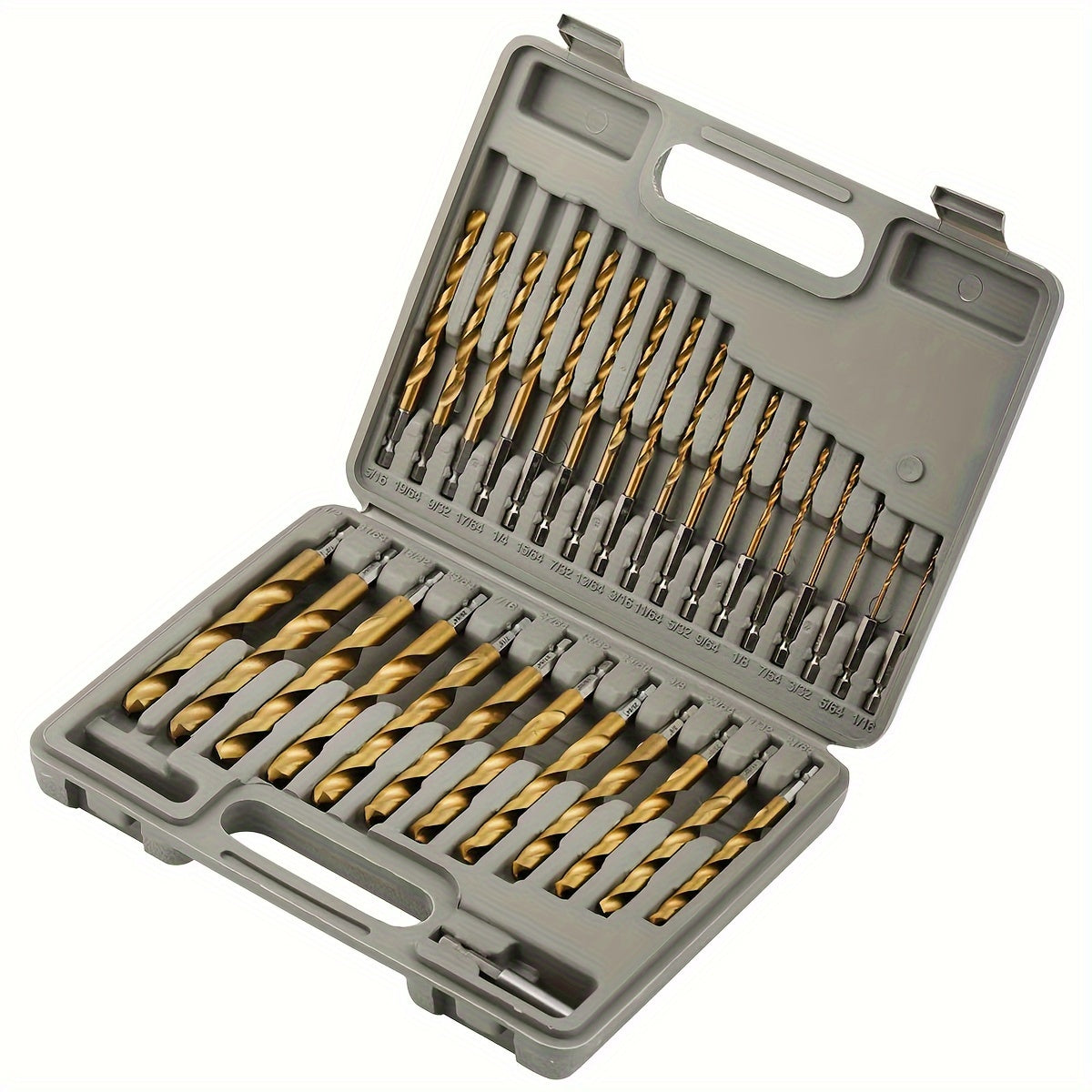 Titanium HSS Drill Bit Set 30PCS Hex Shank Quick Change 1/16 to 1/2 Inch for Metal Wood Plastic Hand Drilling Electric Screwdriver Drill Press Round Shank Twist Bits