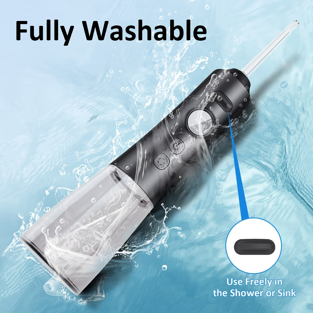 Water Flosser Cordless Oral Irrigator - Rechargeable Electric Dental Cleaner with 6 Interchangeable Nozzles, Adjustable Pressure Control, Plaque & Tartar Removal, USB Powered, Portable for Home & Travel Use