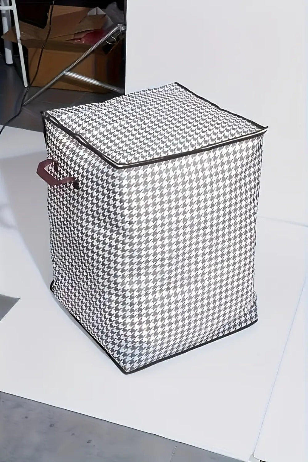 4pcs Large Storage Box Set with Lid & Handle ¨C Black White Checkered, Stackable, Thickened Lining, Double Zipper, Under-Bed & Moving Organizer