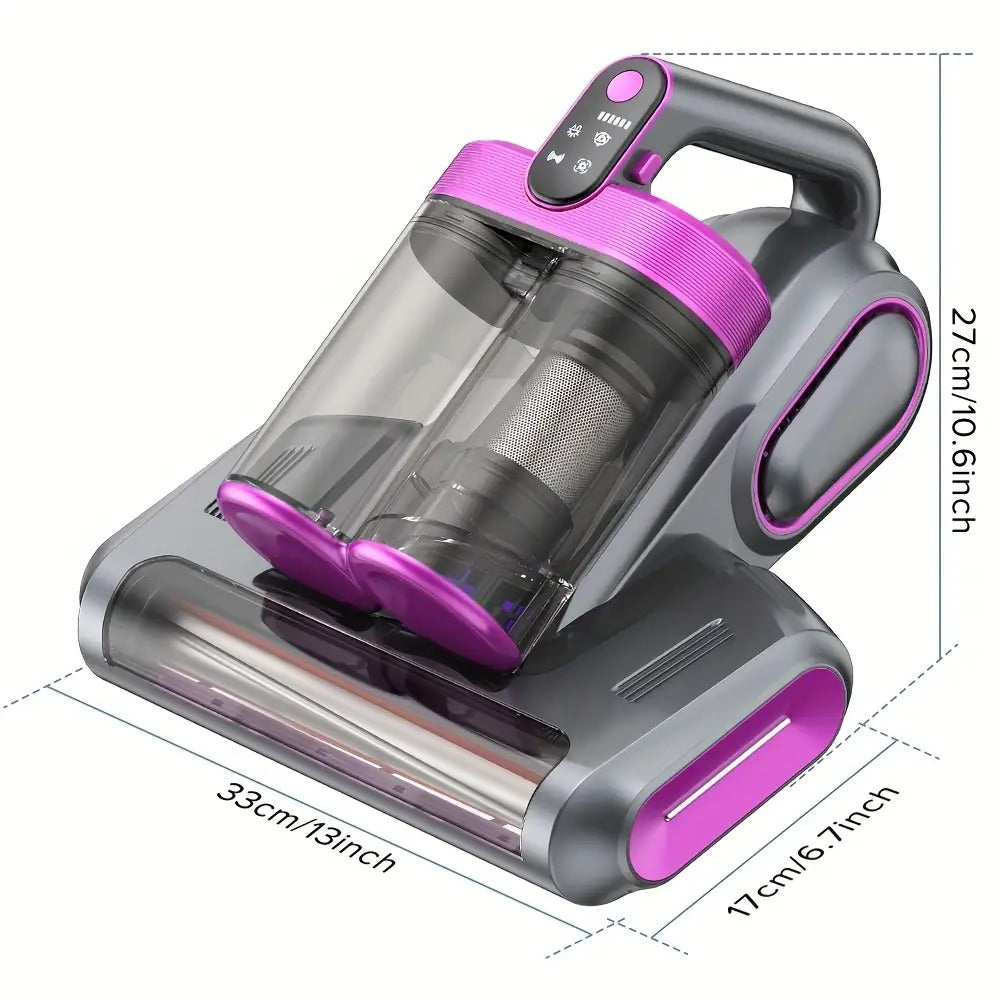 Mattress Vacuum Cleaner Handheld 16kPa Suction with UV Lamp & 80000RPM Soundwave Technology - Portable Dual Cup Bed Vacuum for Dust Mites, Allergens on Mattress, Fabric Sofa & Carpet, Purple & White