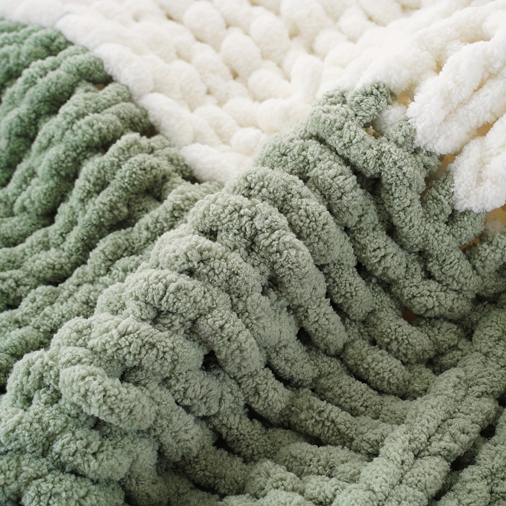Chunky Chenille Cable Knit Throw Blanket ¨C 350-400gsm Soft Warm Crochet Throw for Sofa, Bed & Couch, Vintage Patchwork, 14 Colors