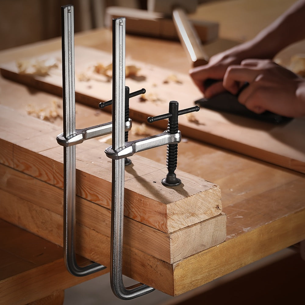 Bar Clamps 12 Inch 2-Pack ¨C Jorgensen Light-Duty Drop Forged Steel Clamps for Woodworking, Welding & DIY Projects, Heavy-Duty Grip Bar Clamp Set