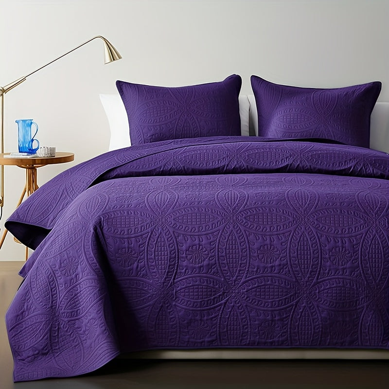 Quilt Set Bedspread with Pillowcases - Lightweight Microfiber Coverlet Twin Full Queen King, Soft Breathable Coin Pattern Comforter Set for Bedroom Dorm School
