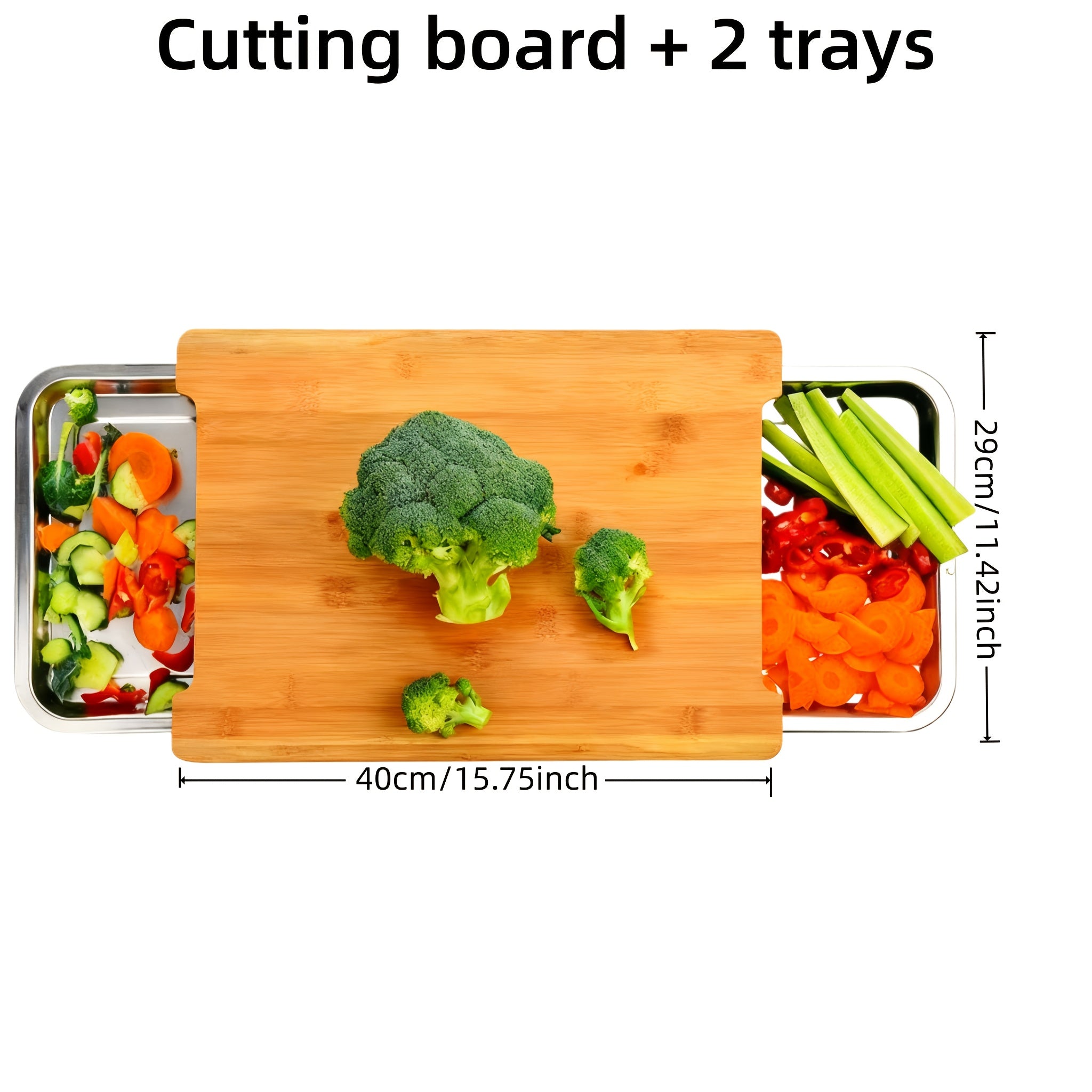 Bamboo Cutting Board with Trays & Drawers ¨C Large Butcher Block Chopping Board with Food Sliding Opening, Stackable Airtight Storage Trays & Bamboo Lids ¨C Kitchen Carving Board Gift for Home Cooks