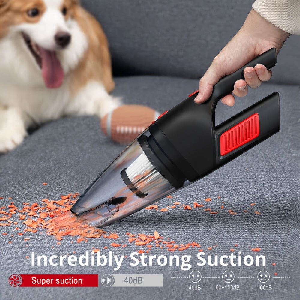 Handheld Vacuum Cleaner Cordless 200W Powerful Suction Lightweight Portable with Low Noise 40dB Crevice Tool Easy Empty Dustbin for Car Home Office Carpet Hard Floor (Black Red Black Purple)
