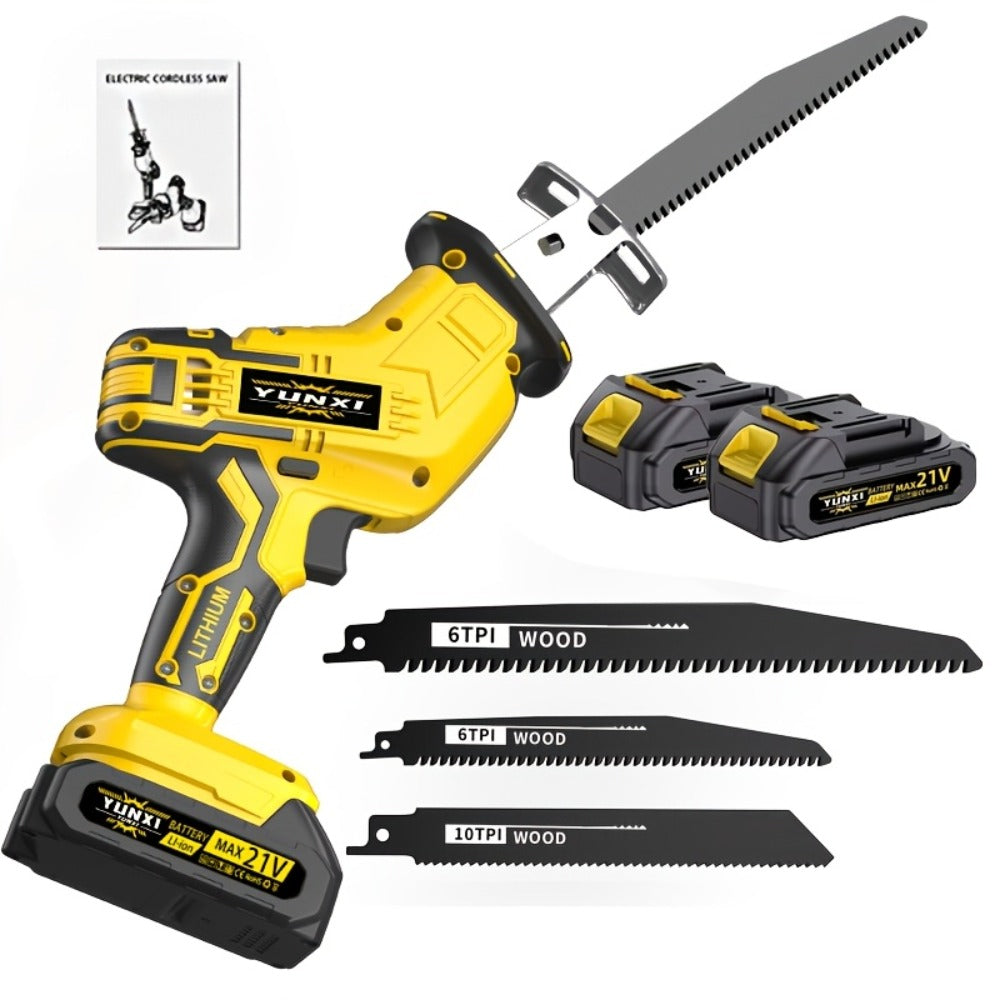 Cordless Reciprocating Saw - Electric Reciprocating Saw with Safety Lock, Large Capacity Battery & Charger, Variable Speed for Wood, Metal & Demolition Cutting, DIY Home Renovation Power Tool